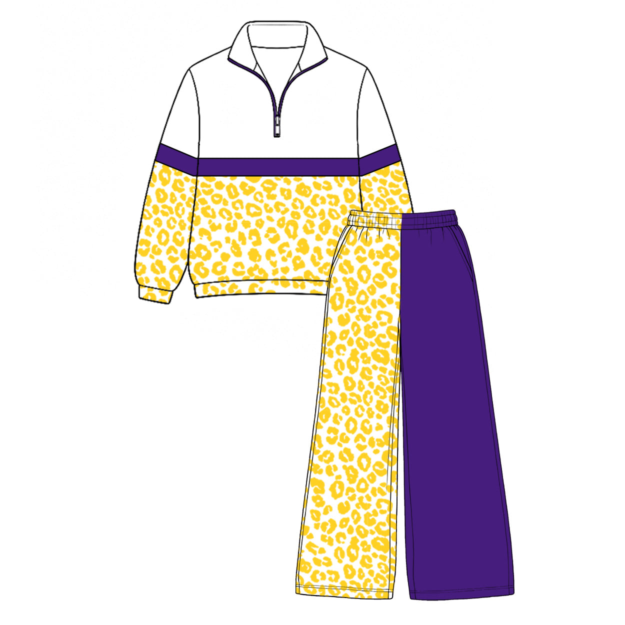 7.29  Preorder  Kids Girls  Yellow Leoaprd Pullover Top with Patch Pants Outfit