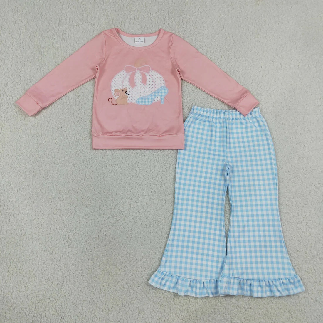 Sibling Baby Girls Polka Dot Pumpkin Flare Pants Outfit and Romper