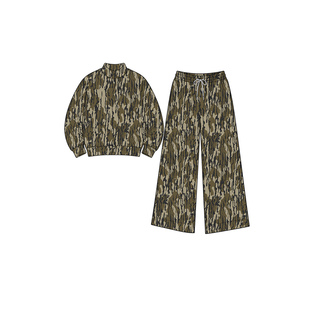 8.1 GLP3599 Preorder Camo Print Long Sleeve Top Pockets Pants Girls Yoga Clothes Set