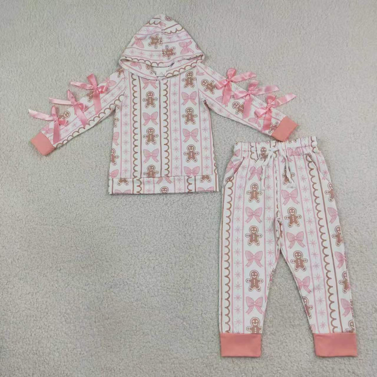 Sibling Kids Girls Christmas Gingersnap Light Hoodie Top Jogger Outfit