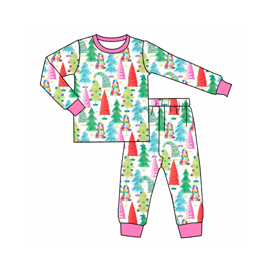 8.4 Preorder Baby Girls Christmas Tree Long Sleeve Pajama Set