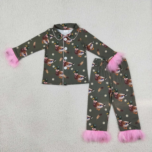 Sibling Baby Kids Ducks Calls Flowers Hunting Pajamas Sets Blanked