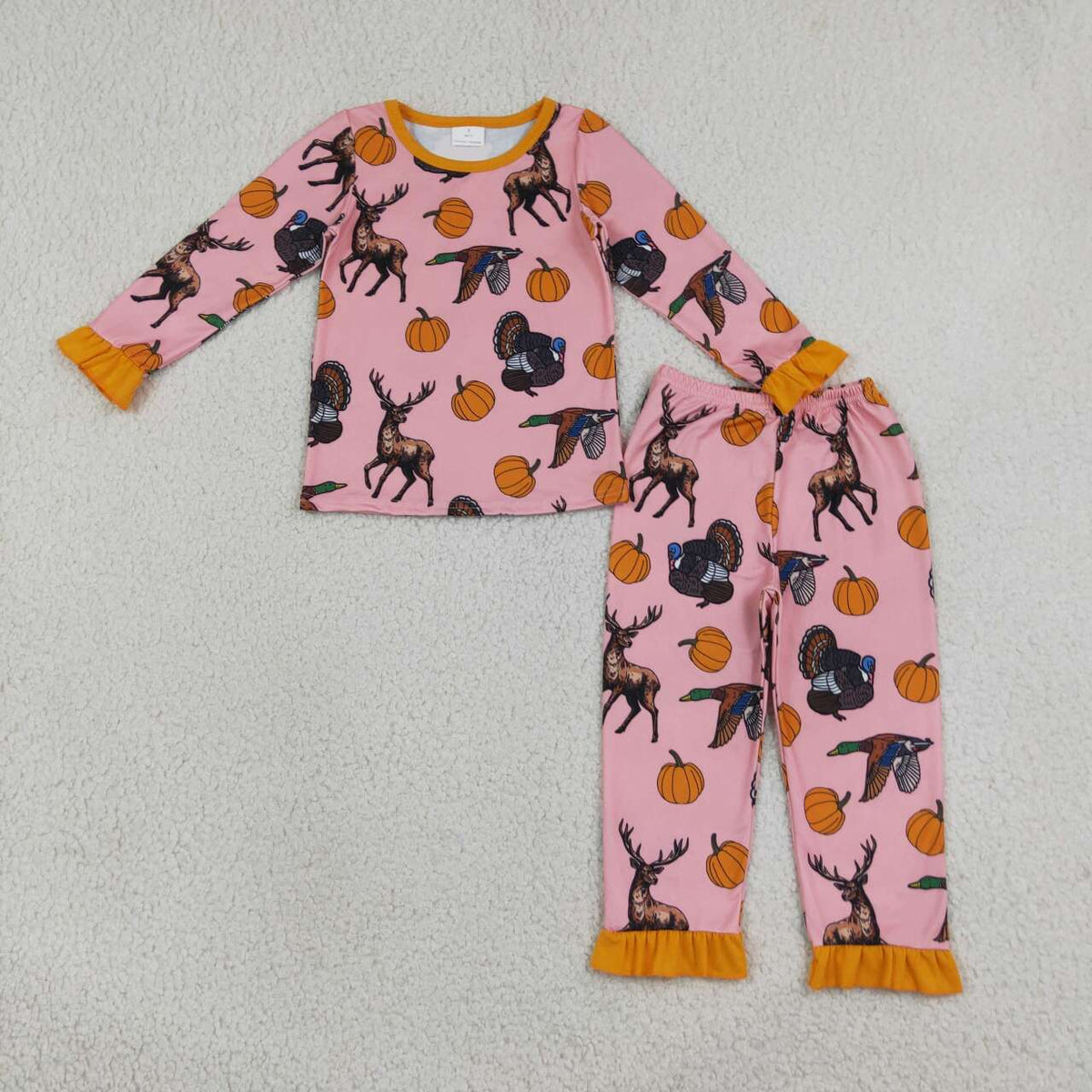 Sibling Baby Girls Hunting  Deer Duck Pumpkin Pajama Set Romper Blanket