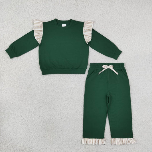 Sibling Kids Girls Flutter Sleeve Top with Ruffle Pants Shorts Outfit