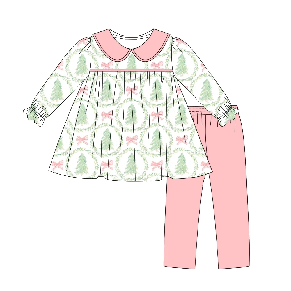 8.20 Preorder Christmas Tree Bow Tunic Top With Pink Leggings Outfit