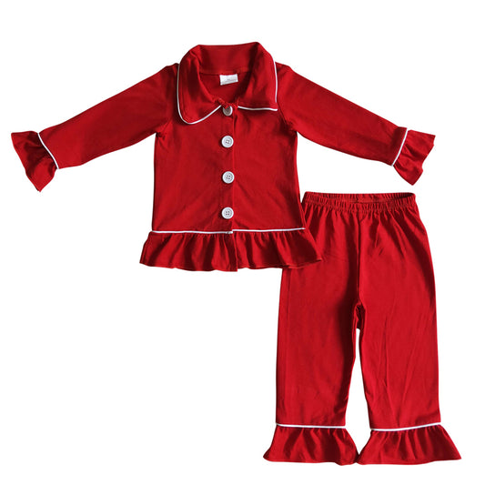8.21 GLP3745 Preorder Adult Red Cotton Woman Christmas Buttons Pajamas Clothes Set