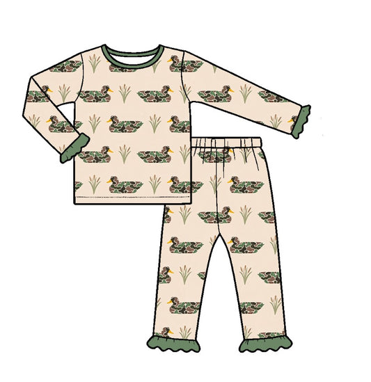 10.21 GLP4034 Preorder Kids Girls Camo Mallard Duck Long Sleeve Pajama Set
