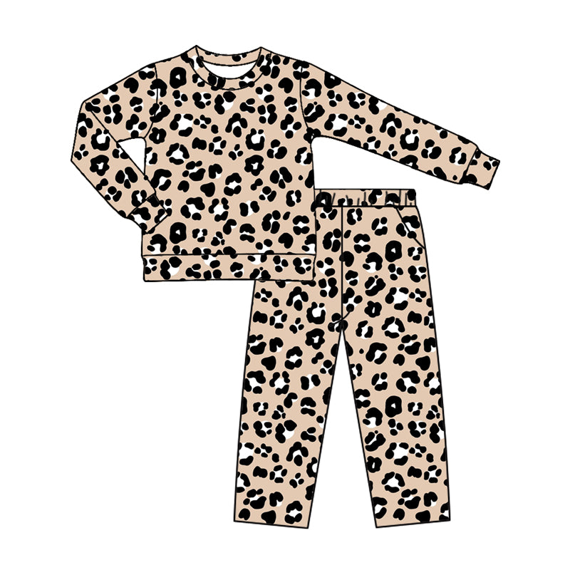 10.29 GLP4083 Preorder Beige Black White Leopard Print Girls Clothes Set