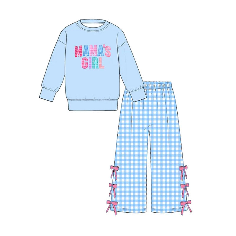 10.30 GLP4100 Preorder Mama's Girl Blue Gingham  Pants Outfit