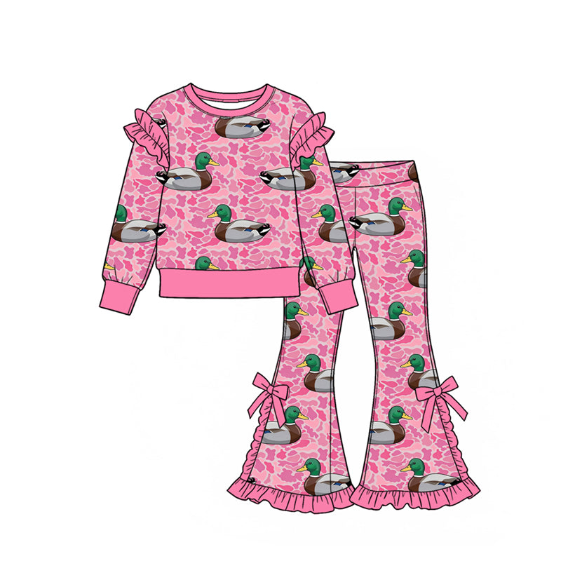 10.30  GLP4102  Preorder Baby Girls  Mallard Duck Pink Camo  Bell Bottom Pants Outfit