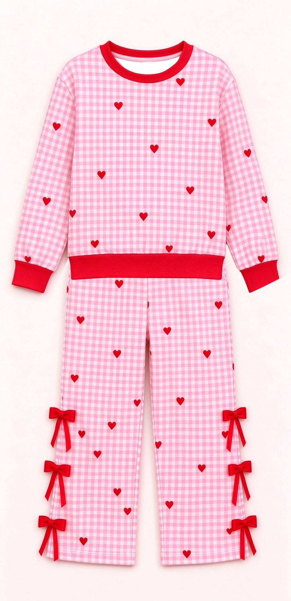 10.30 GLP4107 Preorder Baby Girls  Valentine's Day  Heart Pink Gingham Outfit