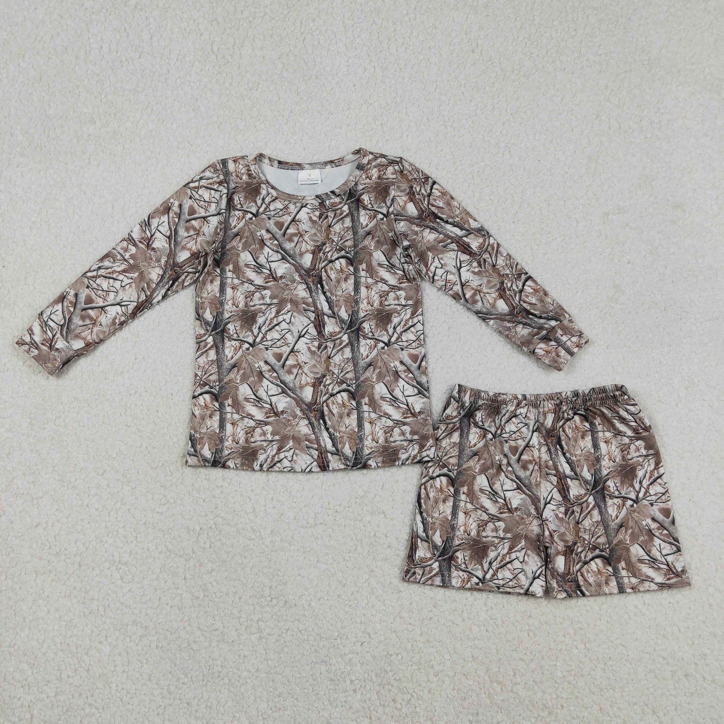 Sibling Baby Girls Long Sleeve Checked Camo Print Top Shorts Pajamas Clothes Sets