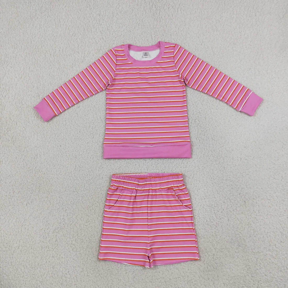 Sibling Baby Girls Striped Long Sleeve Top Shorts Active Outfit