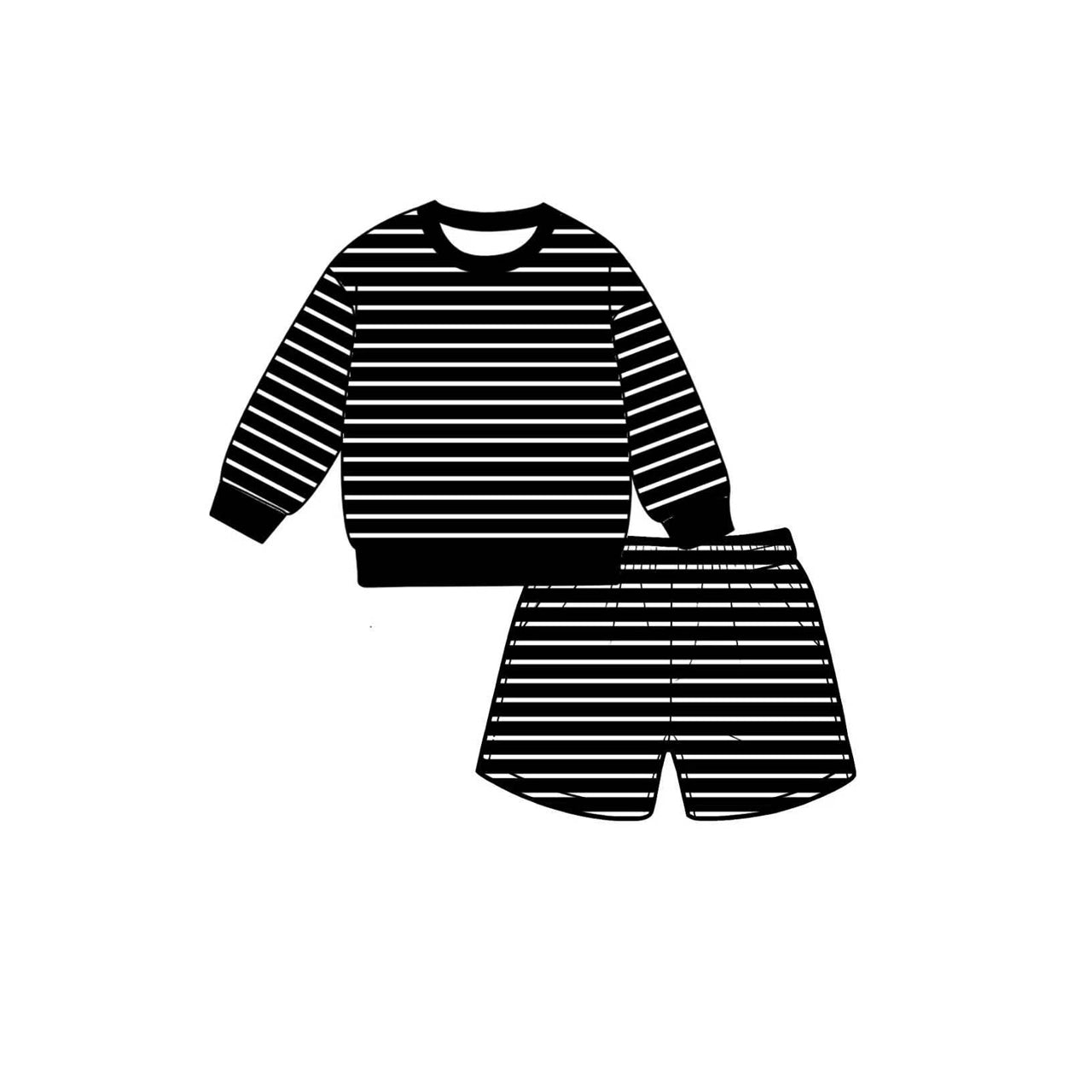 7.6 Preorder  Kids Girls Black Long Sleeve Top with Shorts Outfit