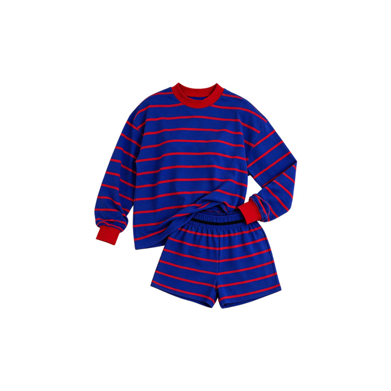 7.6 Preorder  Kids Girls Purple Red Long Sleeve Top with Shorts Outfit
