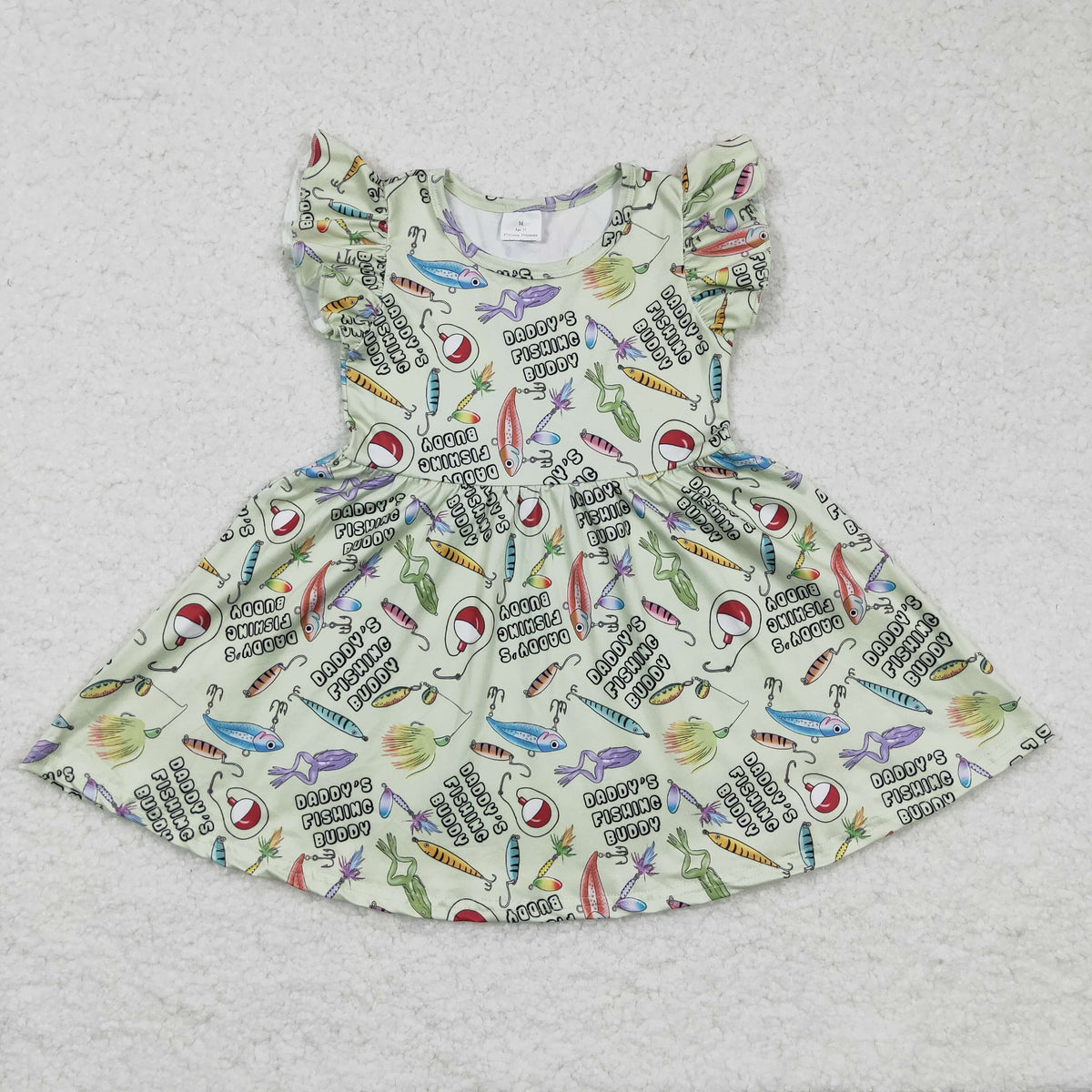 Girls flutter sleeve fishing print dress   GSD0155