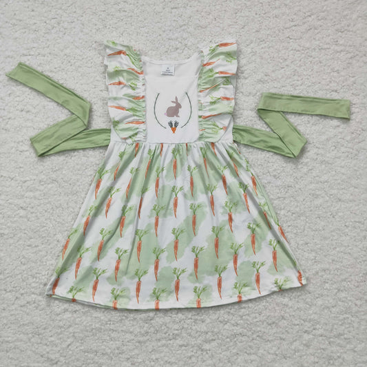 (Promotion)GSD0157 Bunny Carrot Girls Easter Knee Length Dress