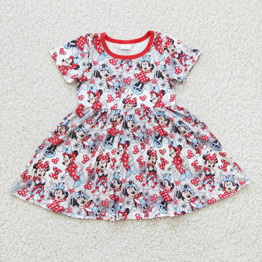 Girls short sleeve cartoon print dress  GSD0181