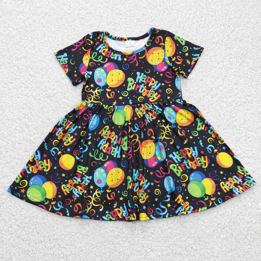 Girls Happy Birthday print dress  GSD0182