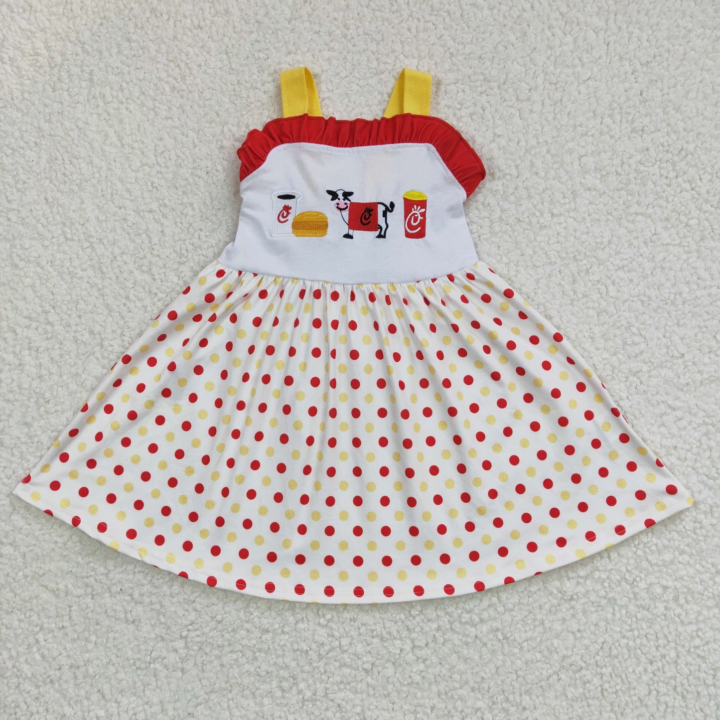 Sibling Baby Boys Girls  Embroidery Cow Top with Gingham Shors Outfit+Dress