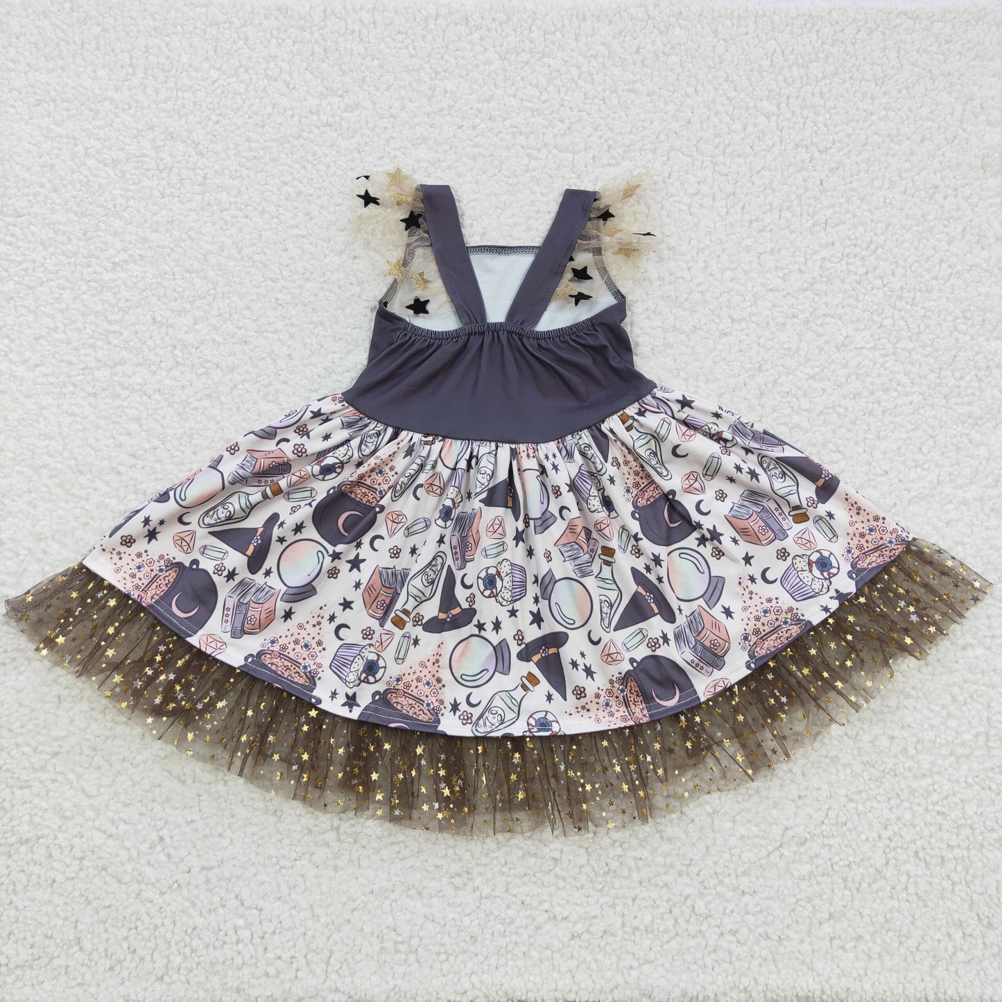 GSD0255 You Are Magic Stars Print Girls Halloween Knee Length Tulle Dress