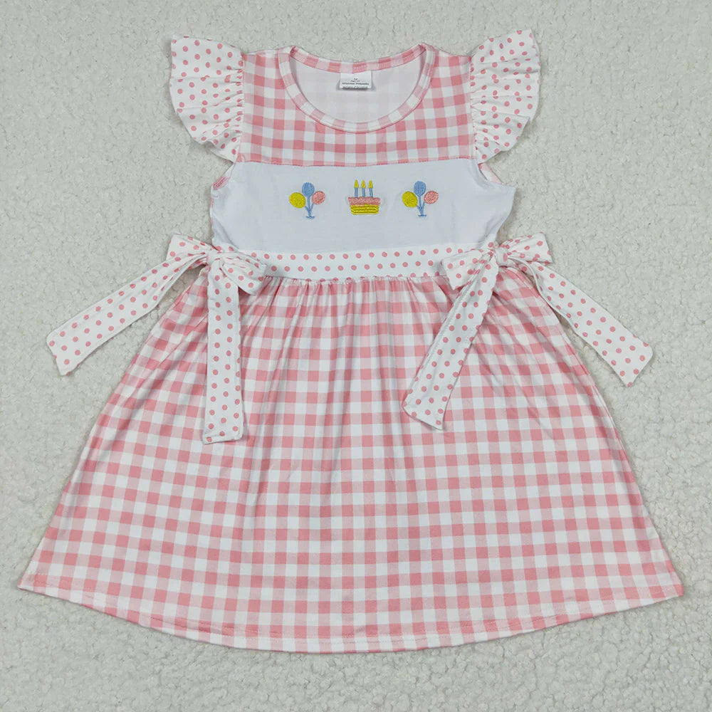 Sibling Baby Girls Birthday Flutter Sleeve Bows Rompers Dresses