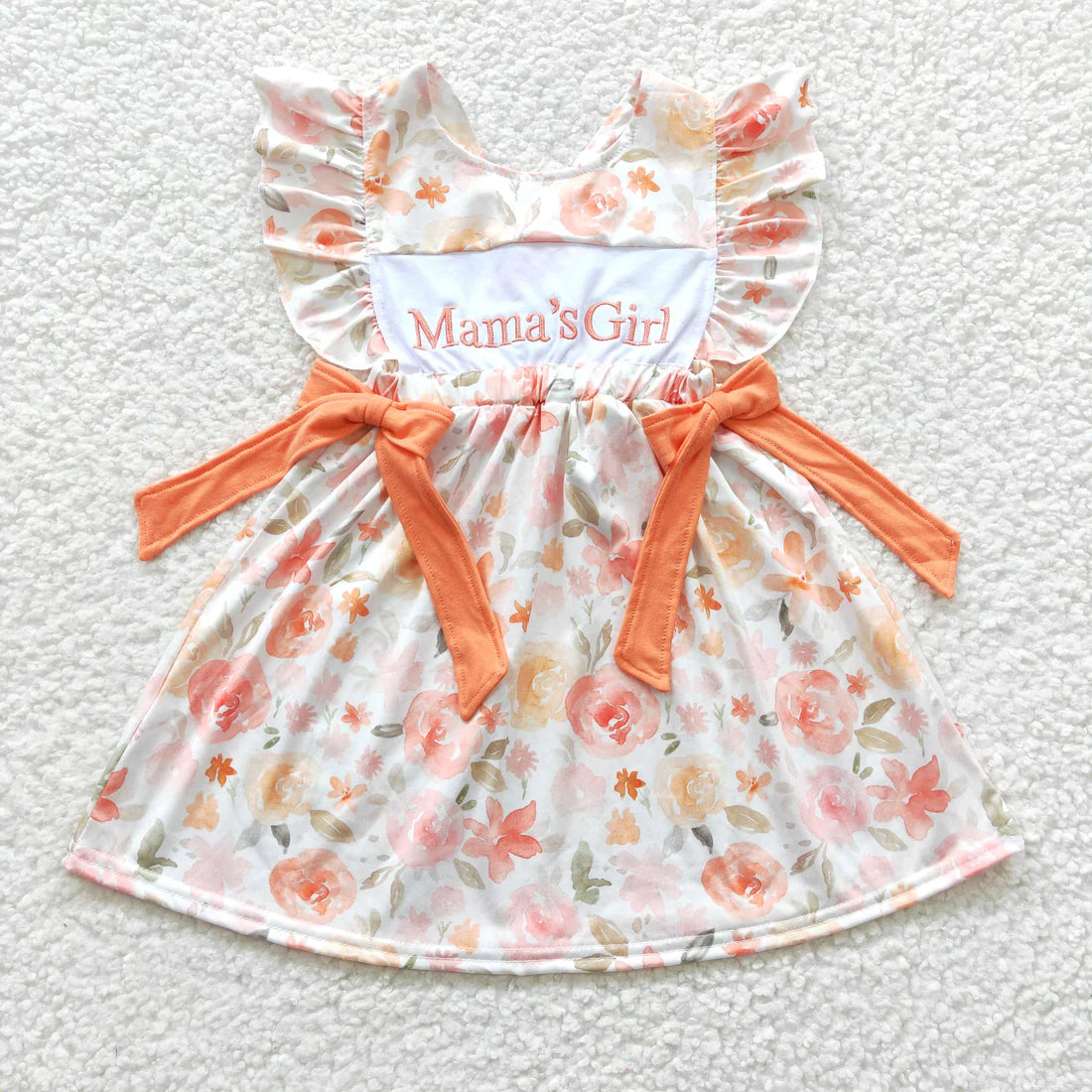 Sibling Baby Girls Mommy's Girl Orange Floral Dresses Rompers Clothes Sets