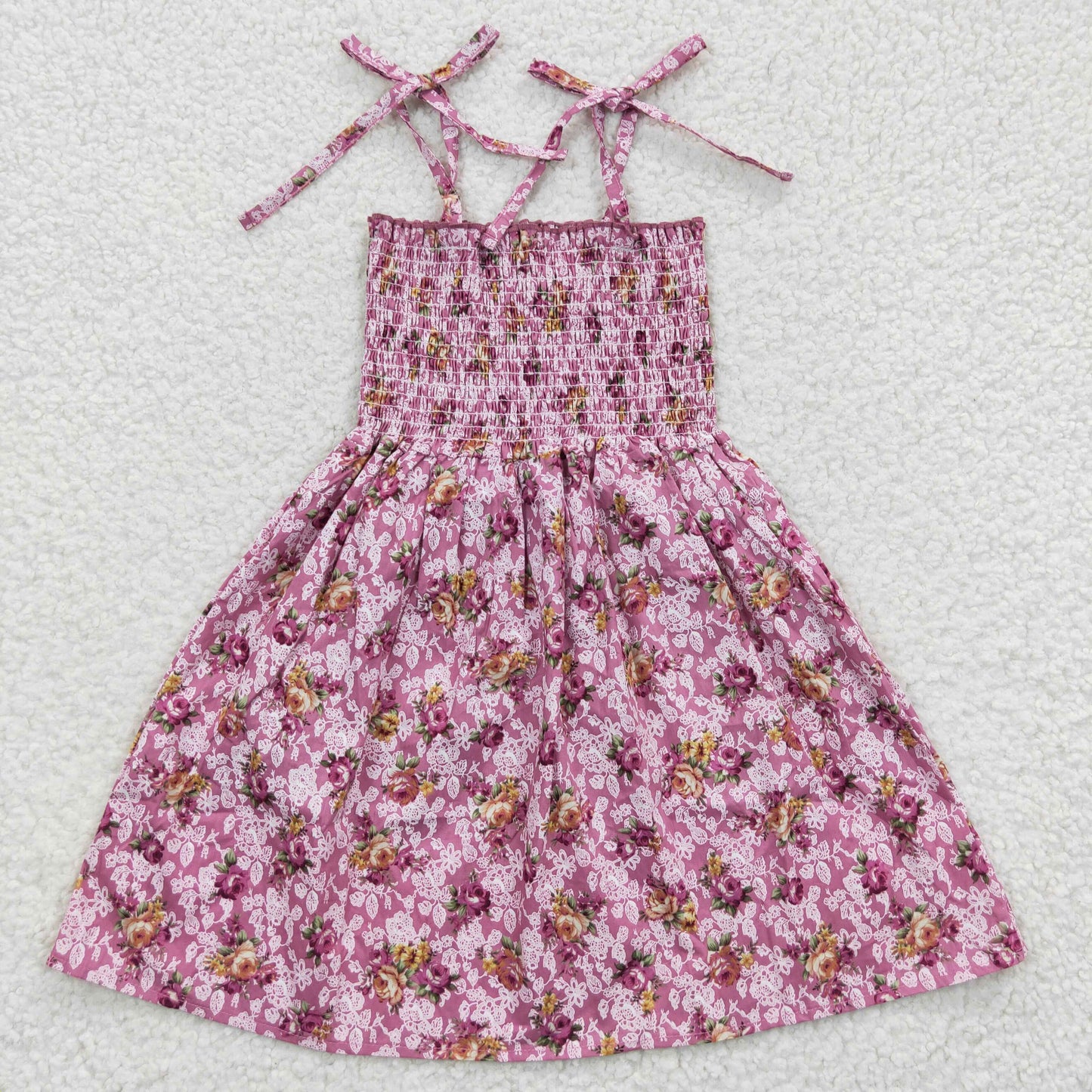 GSD0377 Baby Girls Pink Floral Smocked Strap Dress $5.5