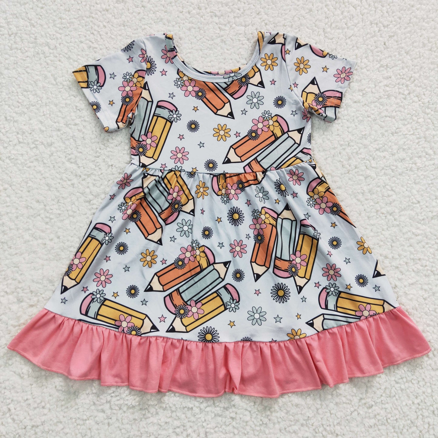 GSD0379 Pen Flowers Girls Back to School Dress