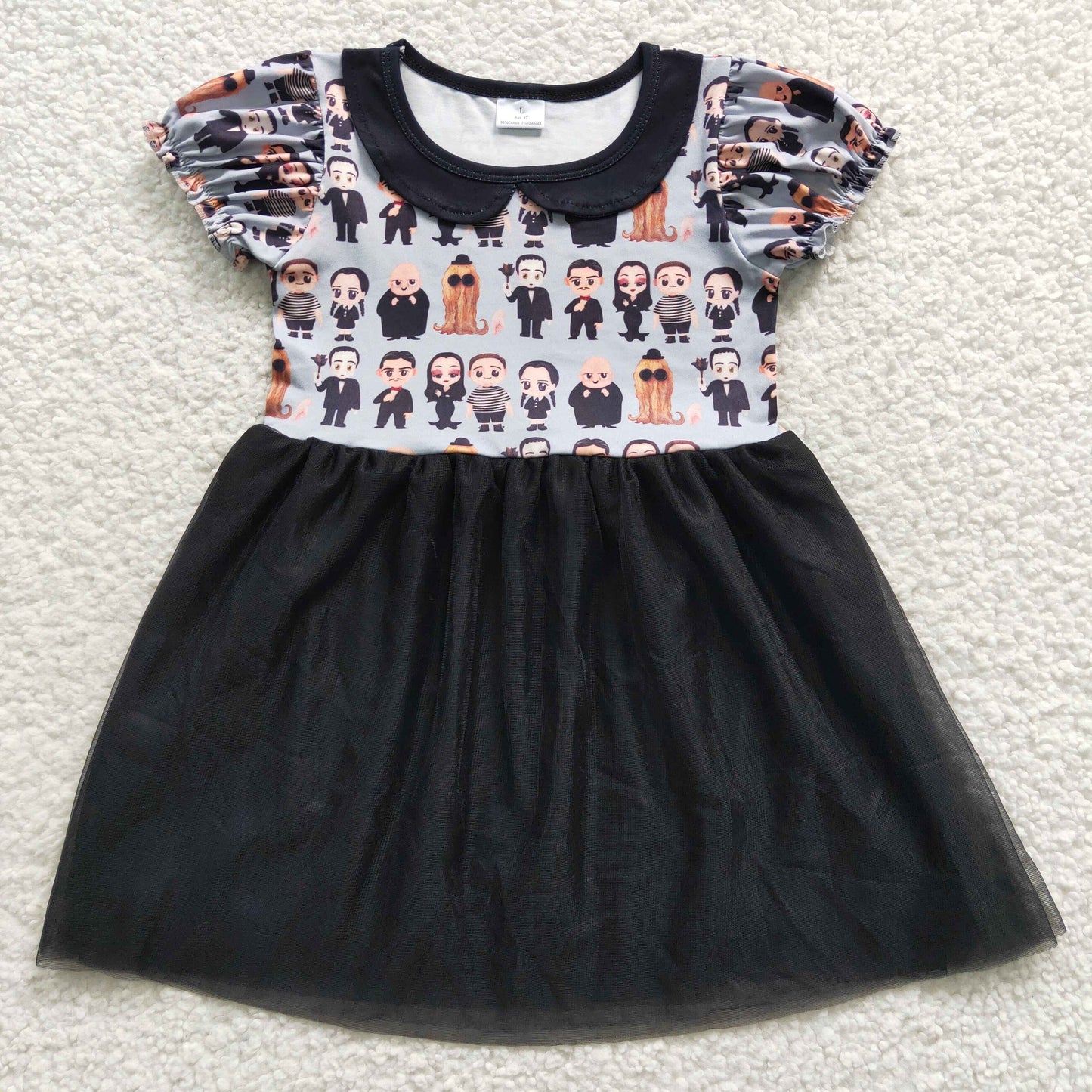 GSD0397 Characters Print Girls Halloween Knee Length Tulle Dress