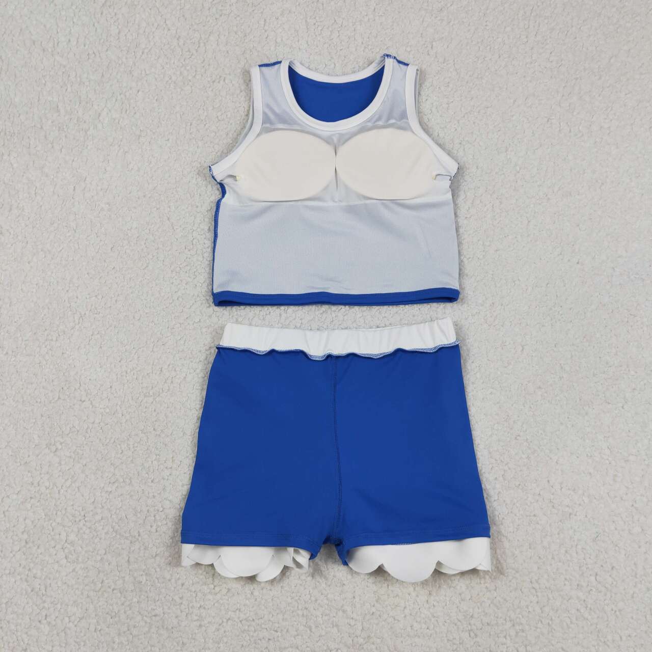 Toddler Girls Royalblue Scalloped  2-Piece Set | Sleeveless Top & Skort Active Outfit