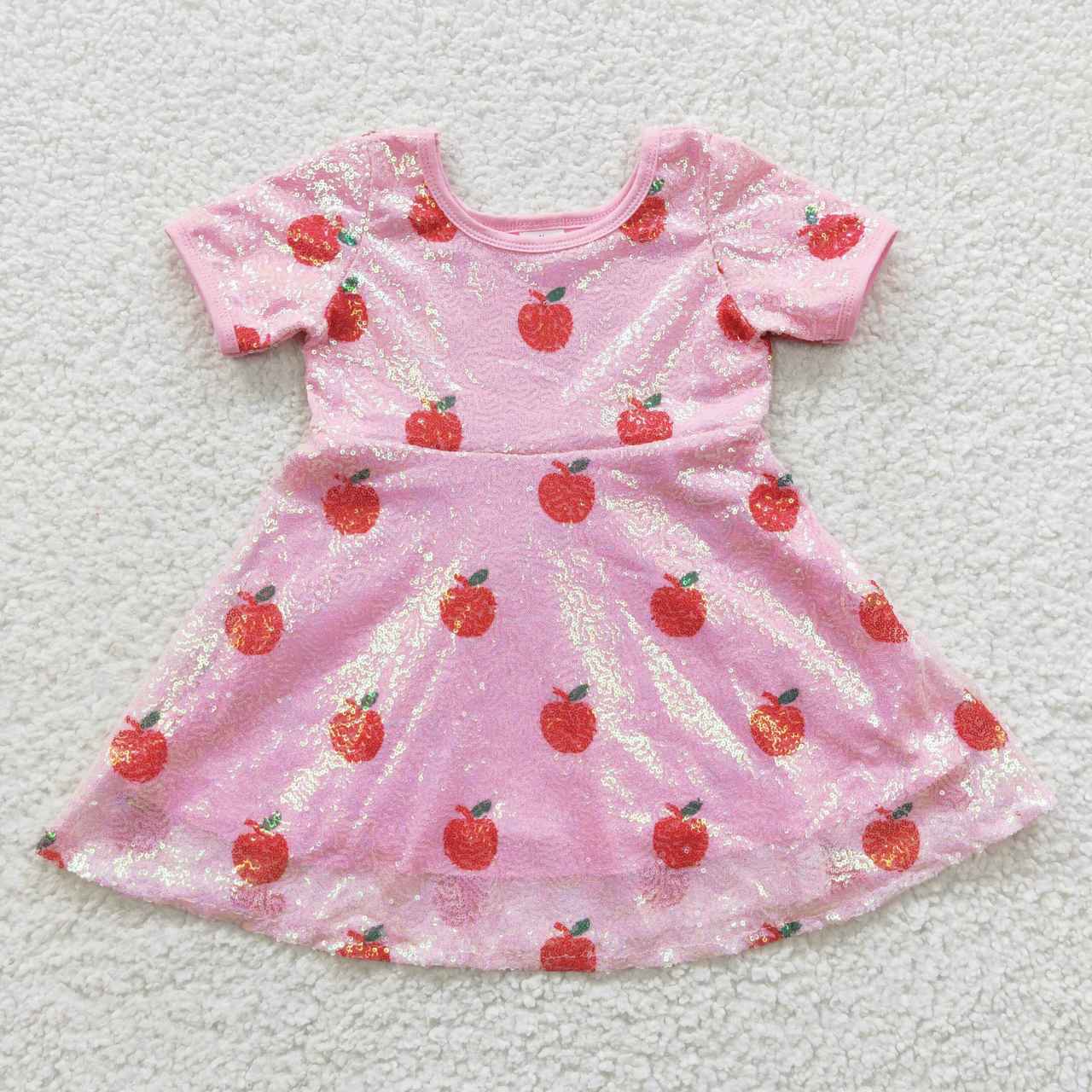 GSD0437 Apple Sequin Pink Girls Back to School Dress