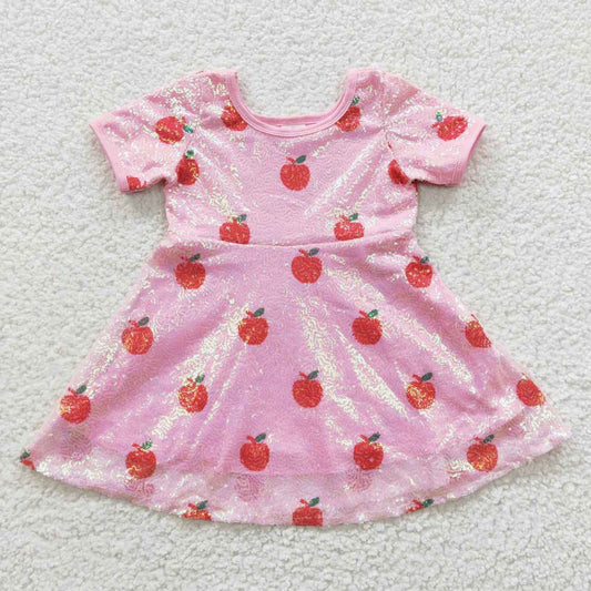 GSD0437 Apple Sequin Pink Girls Back to School Dress