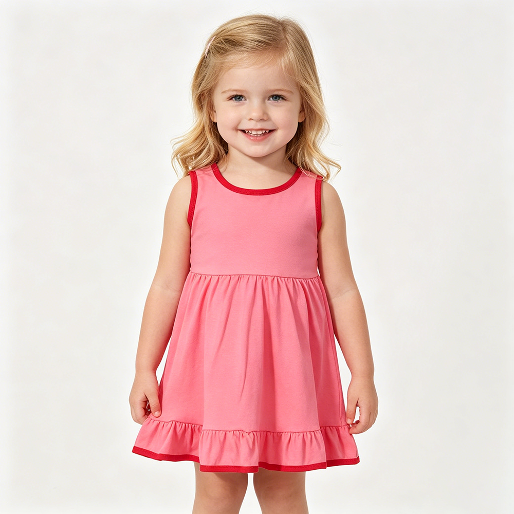GSD0656 Watermelon Cotton Girls Sleeveless Knee Length Dress