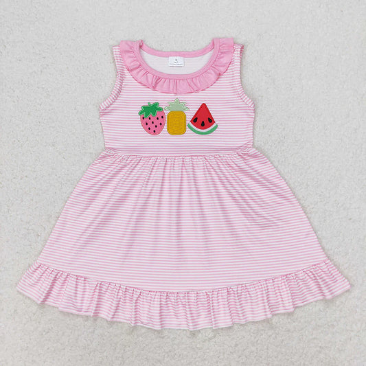 Sibling Baby Girls Embroidery Watermelon Summer Dress