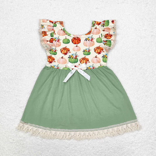 Baby Girls Pumpkins Lace Fuffle Knee Length Dress