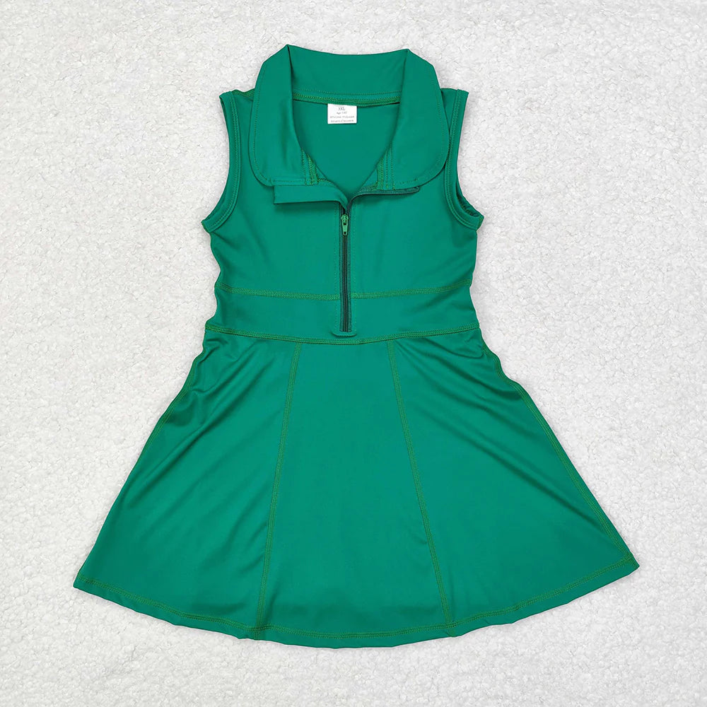 Sibling 8 Colors Baby Girls Athletic Zip Sleeveless Active Dress