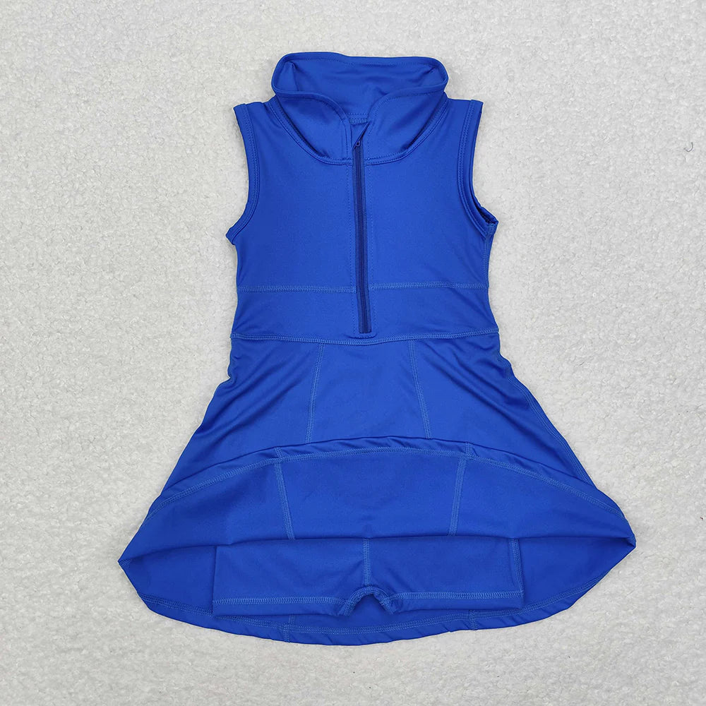 Sibling 8 Colors Baby Girls Athletic Zip Sleeveless Active Dress