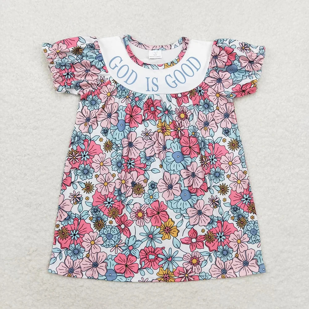 Sibling Baby Girls Boys God is Goos Floral Outfit Dress Romper