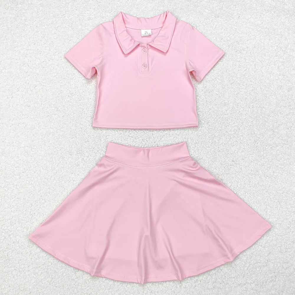 Sibling Baby Girls Buttons Shirt Skirt Active Wear Clothes Sets