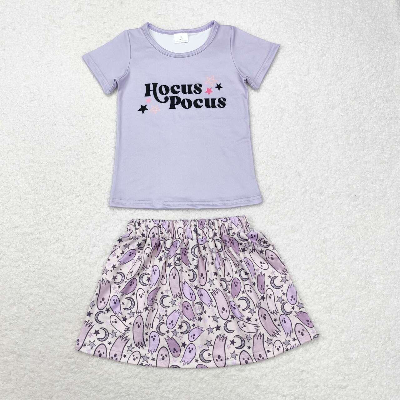 GSD1398 Witch Purple Top Ghost Skirts Girls Halloween Clothes Set