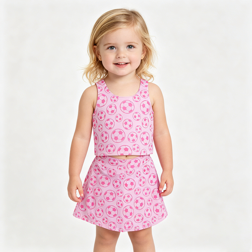 GSD1468 Soccer Pink Tank Top & Skirts Shorts Yoga Sets Baby Girls Active Wear