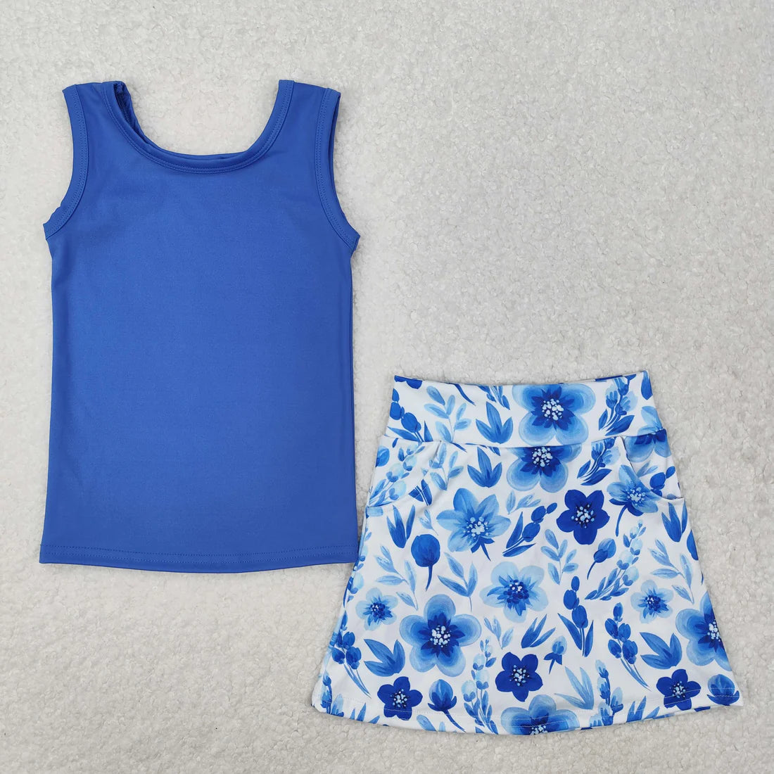 Sibling Baby Girls Vest Flowers Skirt Yoga Active Wear Clothes Sets