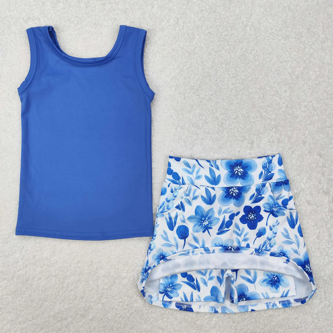 Sibling Baby Girls Vest Flowers Skirt Yoga Active Wear Clothes Sets