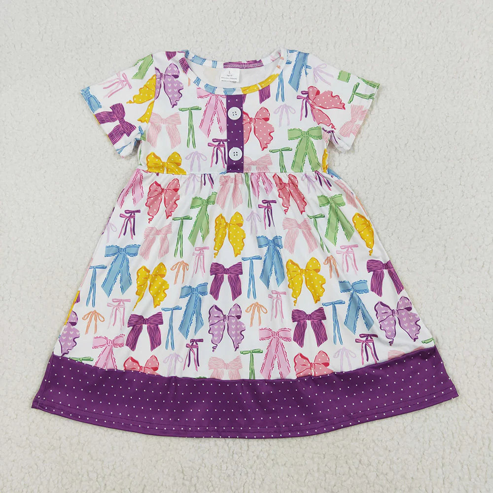 Sibling Baby Girls Flowers Plaid Short Ruffle Sleeve Knee Length Dresses