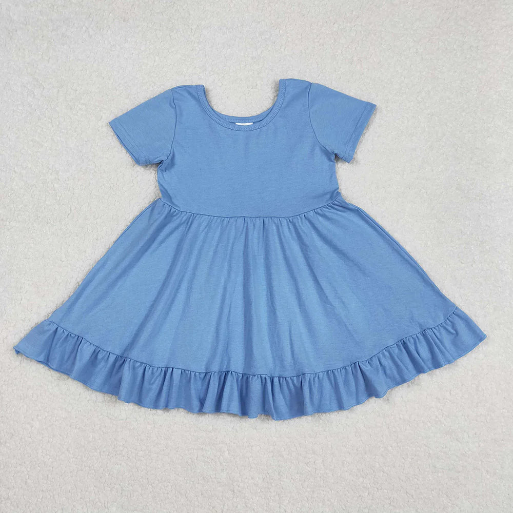 Sibling Baby Girls Round Collar Ruffle Knee Length Dresses
