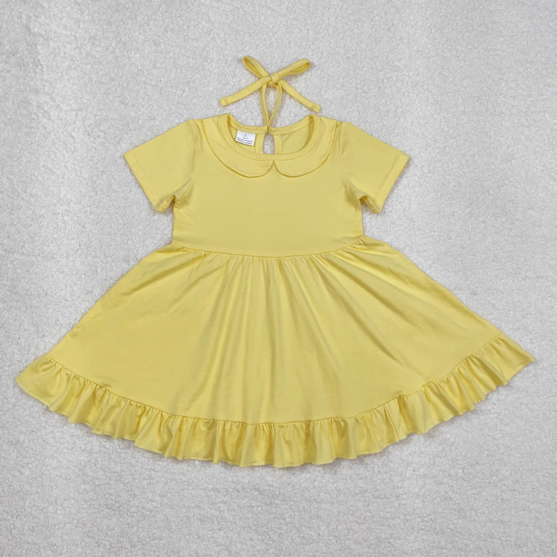 Sibling Baby Girls Round Collar Ruffle Knee Length Dresses