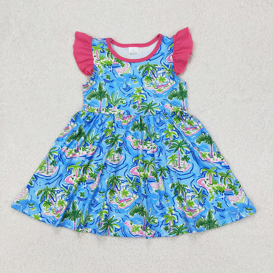 Baby Girls Tree Flutter Sleeve Pearl Knee Length Dresses