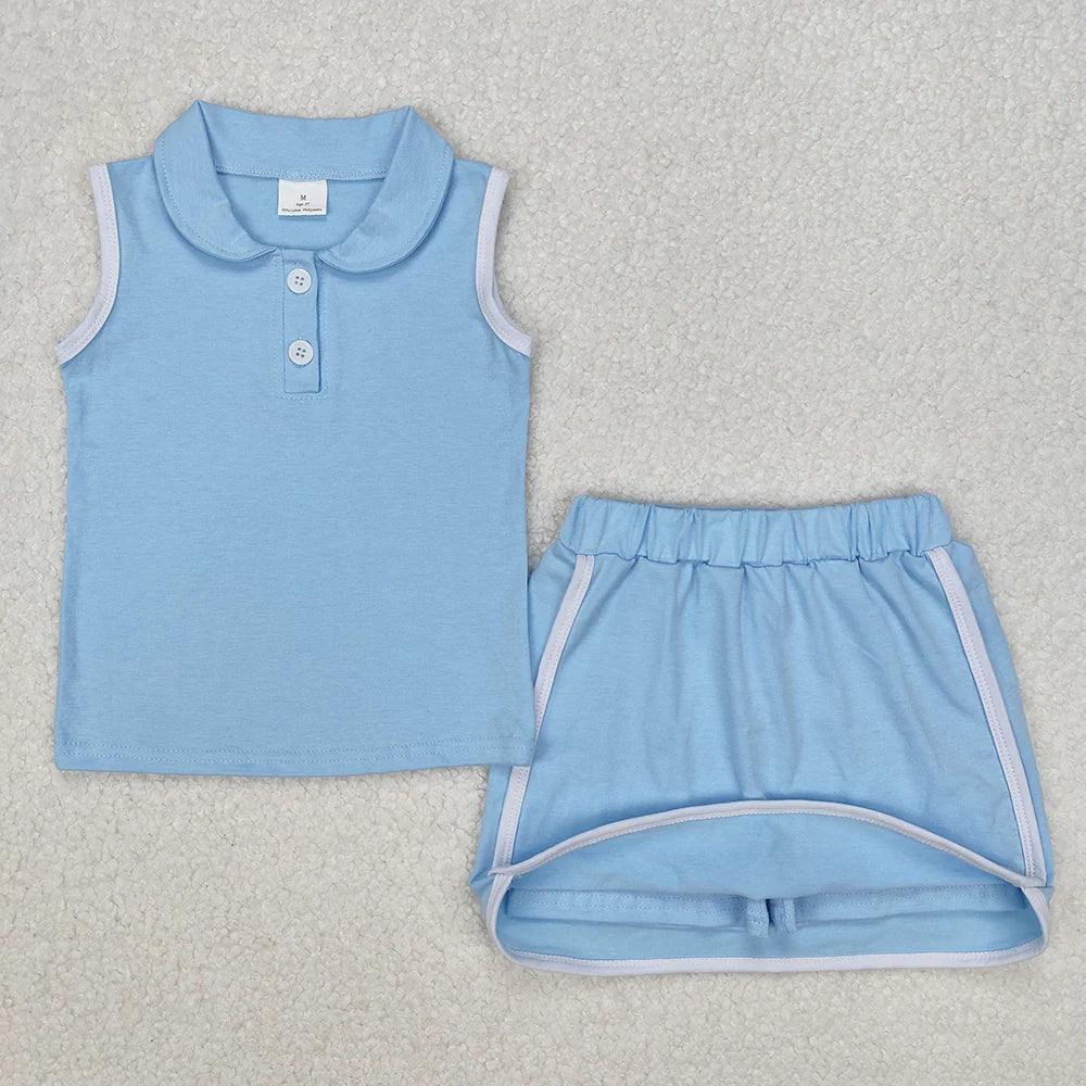 Sibling Baby Girls Solid Color Cotton Pullover Top Sports Shorts Clothes Sets