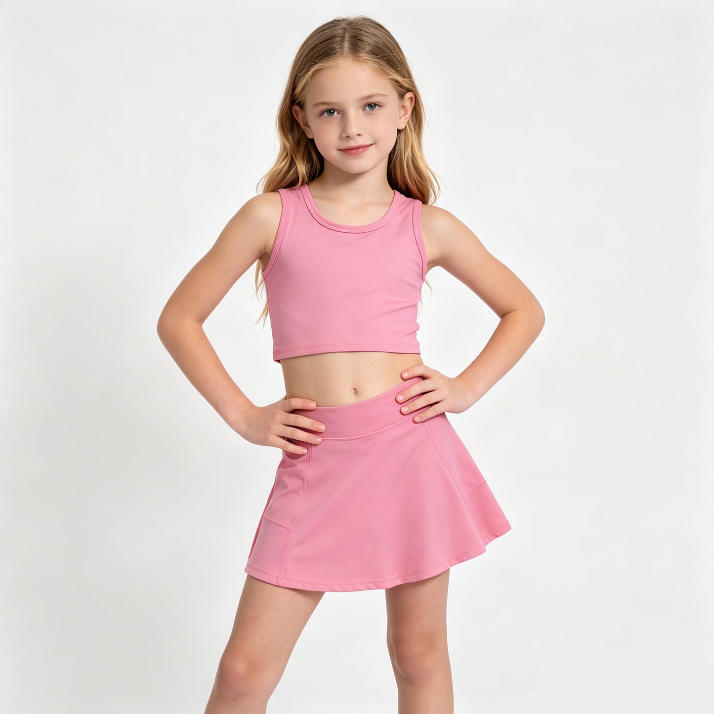 Toddler Girls Pink Sleeveless Top & Skort Active Outfit